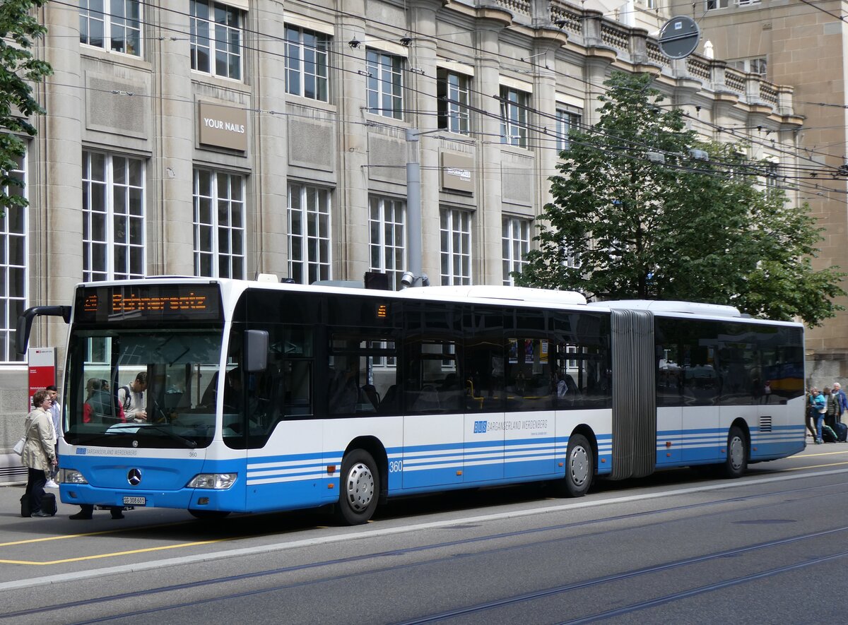 (262'854) - BSW Sargans - Nr. 360/SG 308'601 - Mercedes (ex RTB Altsttten Nr. 360; ex BSW Sargans Nr. 360) am 24. Mai 2024 beim Bahnhof St. Gallen