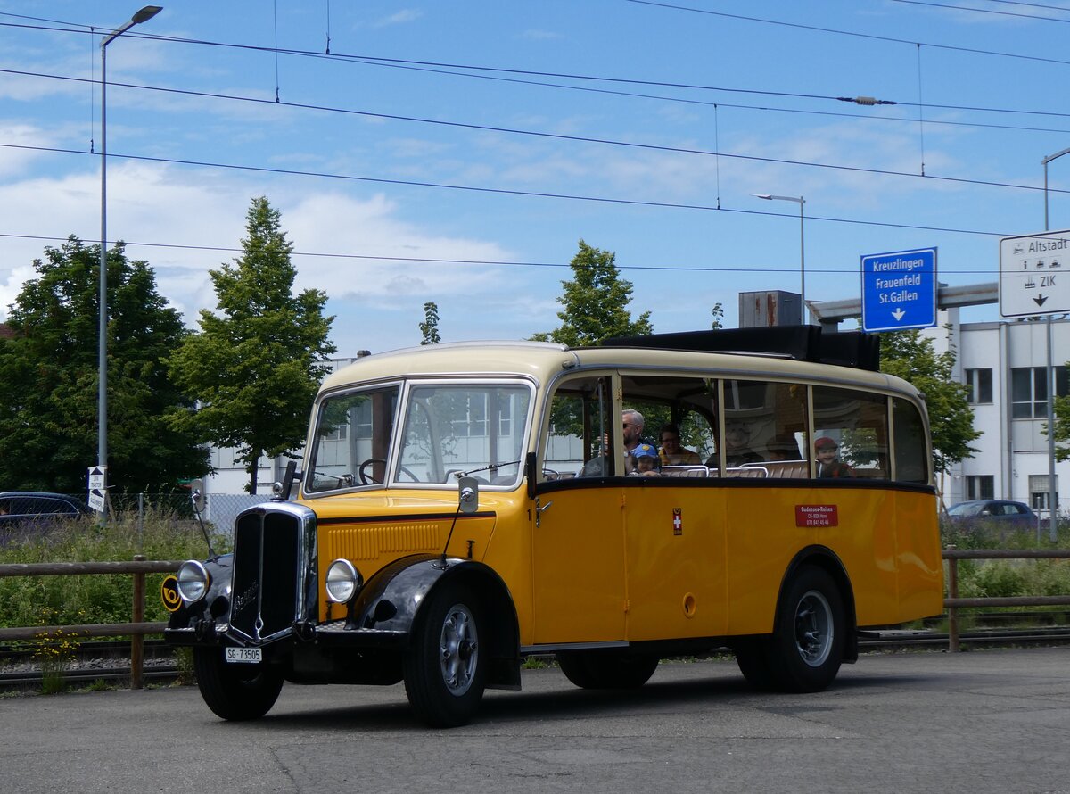 (263'143) - Baumgartner, Horn - Nr. 1/SG 73'505 - Berna/Saurer (ex Chiesa, Minusio) am 25. Mai 2024 beim Bahnhof Arbon