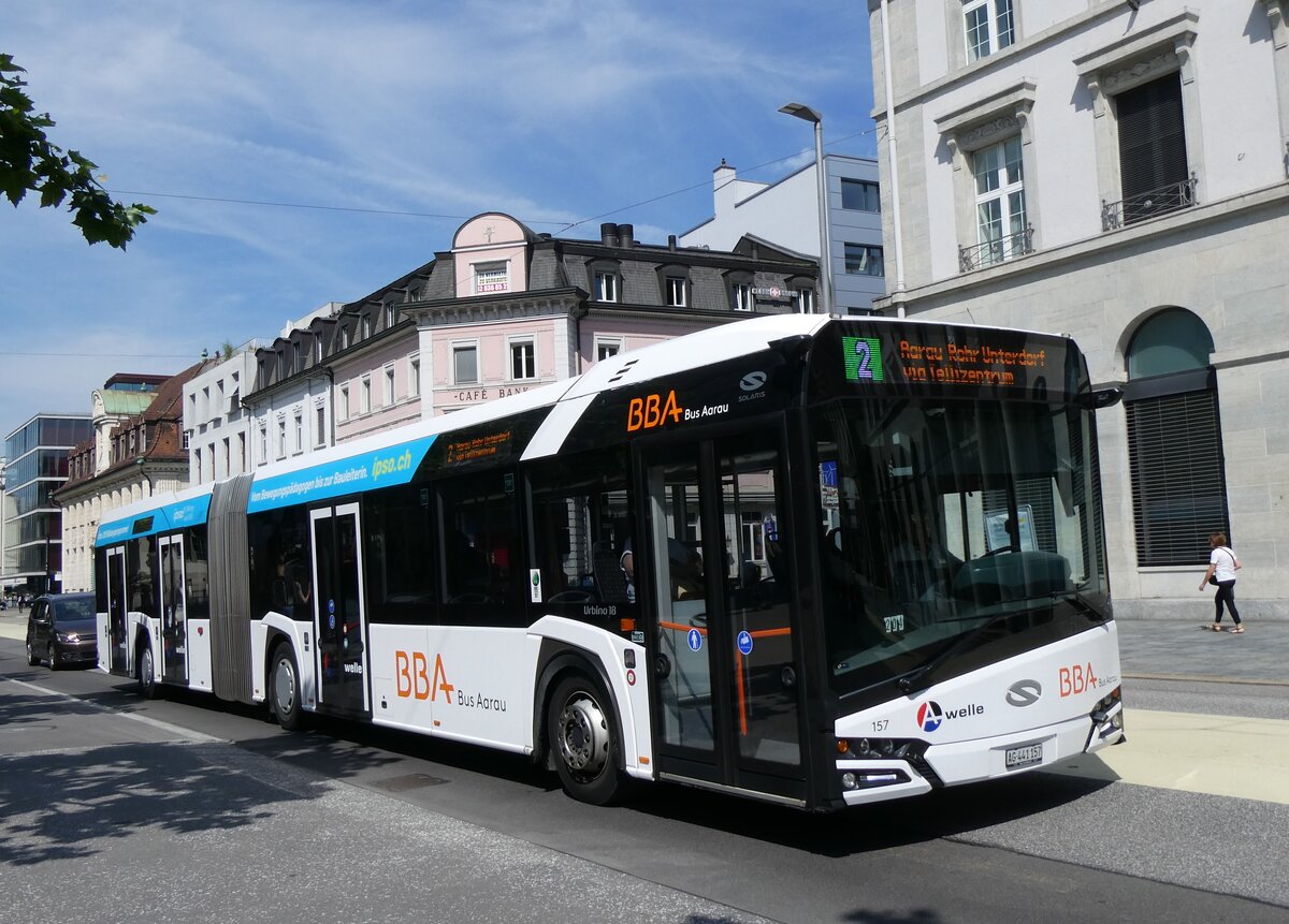 (263'405) - BBA Aarau - Nr. 157/AG 441'157 - Solaris am 6. Juni 2024 beim Bahnhof Aarau