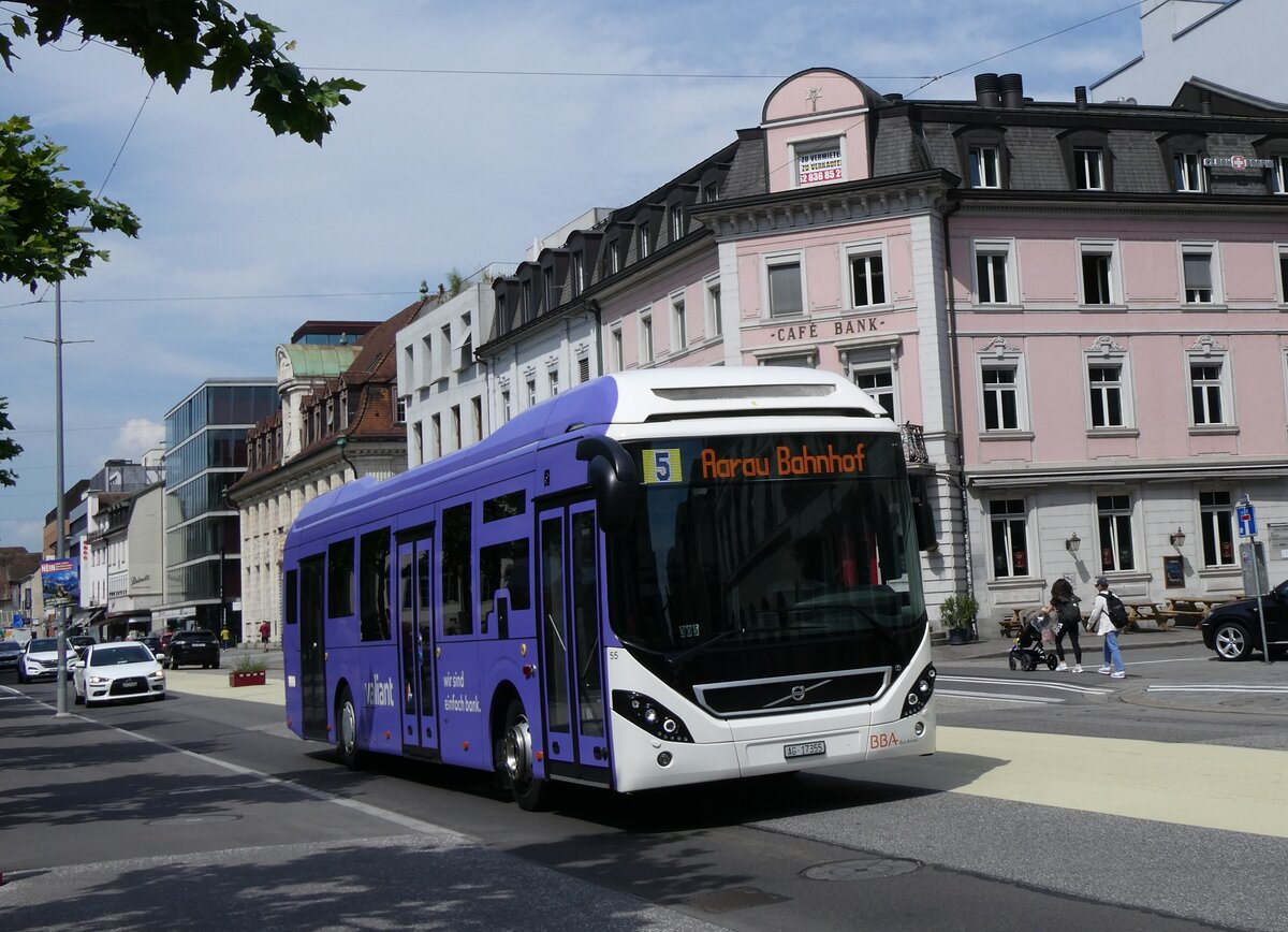 (263'413) - BBA Aarau - Nr. 55/AG 17'355 - Volvo am 6. Juni 2024 beim Bahnhof Aarau