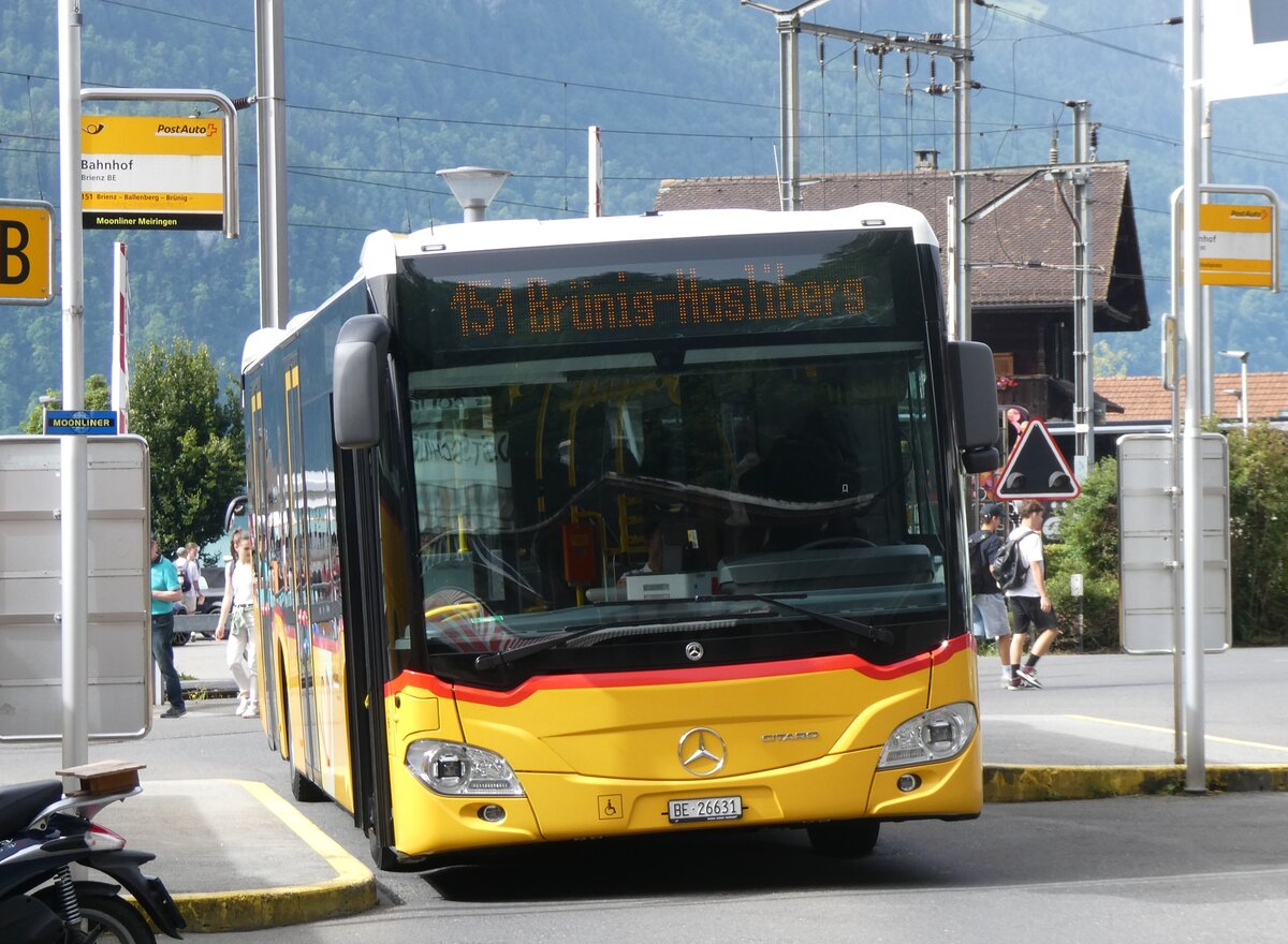 (264'086) - Flck, Brienz - Nr. 6/BE 26'631/PID 11'683 - Mercedes (ex PostAuto Bern) am 29. Juni 2024 beim Bahnhof Brienz