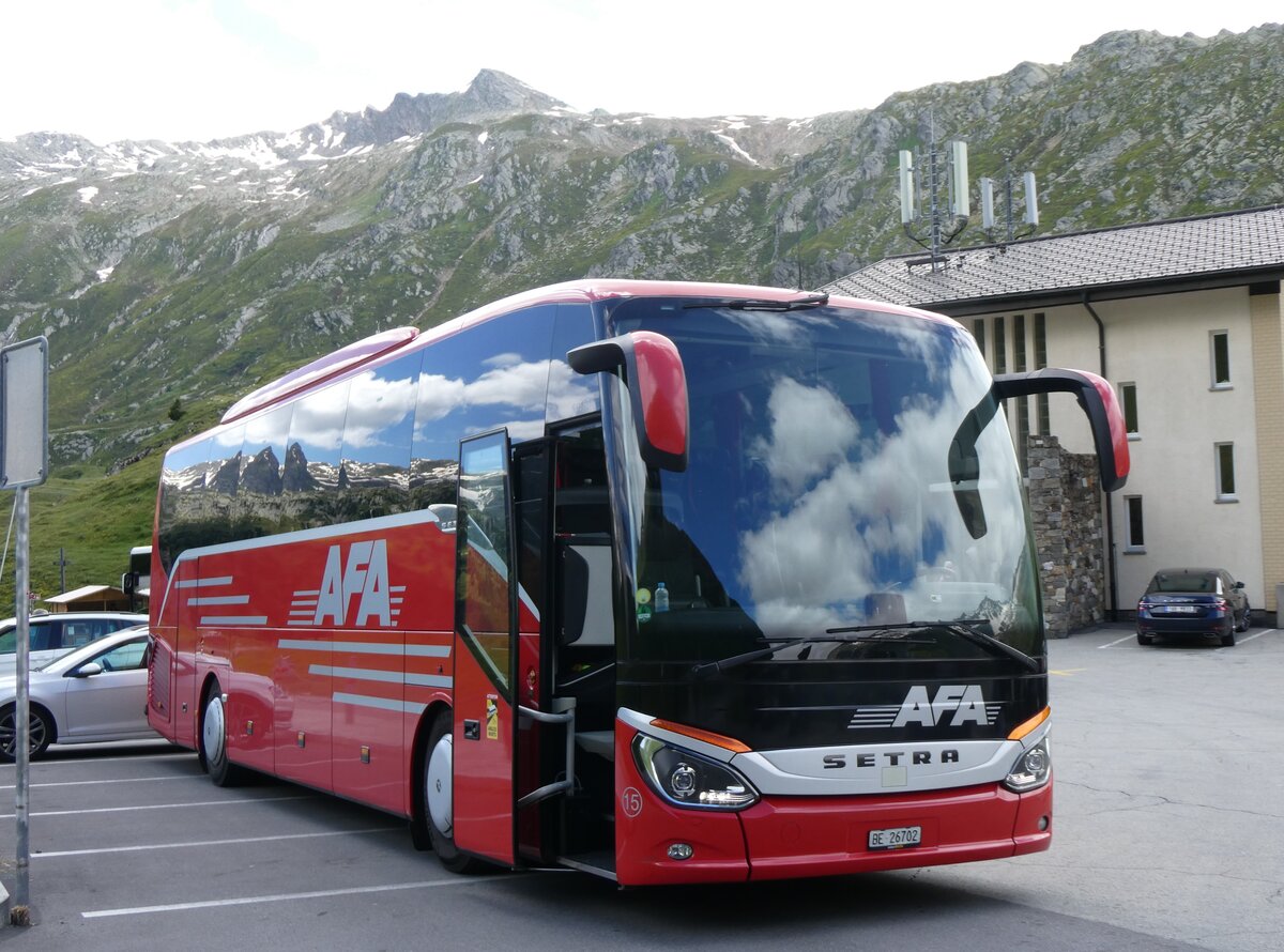 (264'285) - AFA Adelboden - Nr. 15/BE 26'702 - Setra am 2. Juli 2024 in Lukmanier, Passhhe