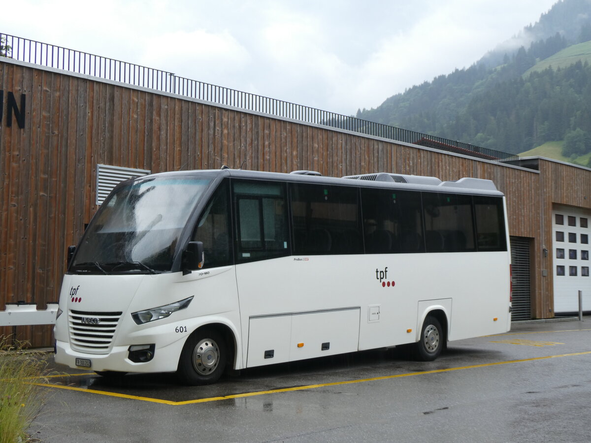 (264'353) - TPF Fribourg - Nr. 601/FR 300'202 - Iveco/ProBus am 6. Juli 2024 in Kappelboden, Garage