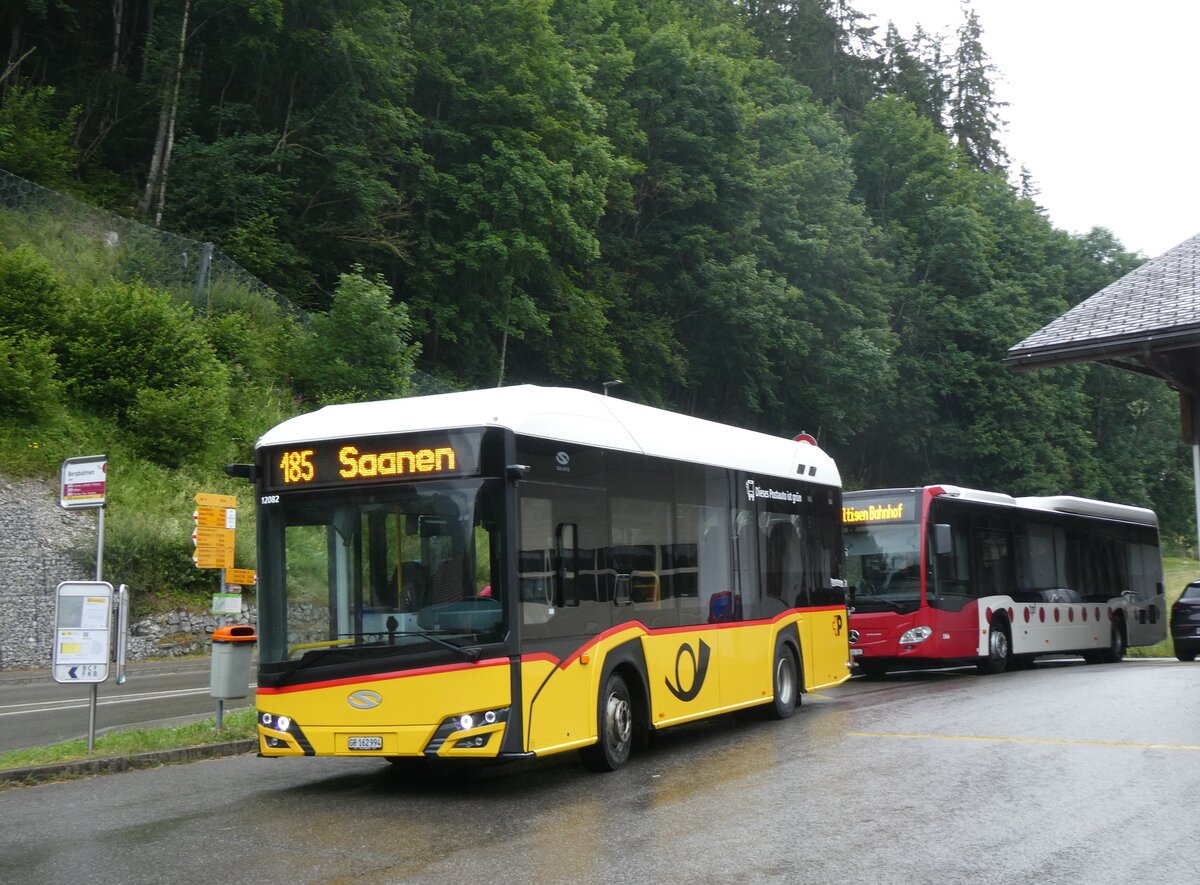 (264'362) - PostAuto Graubnden - GR 162'994/PID 12'082 - eSolaris am 6. Juli 2024 in Jaun, Bergbahnen