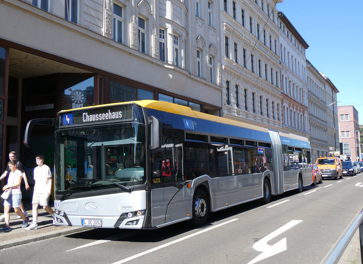 (264'431) - LVB Leipzig - Nr. 14'275/L-DE 1052 - Solaris am 9. Juli 2024 in Leipzig, G.-Schumann-/Lindenthaler Strasse