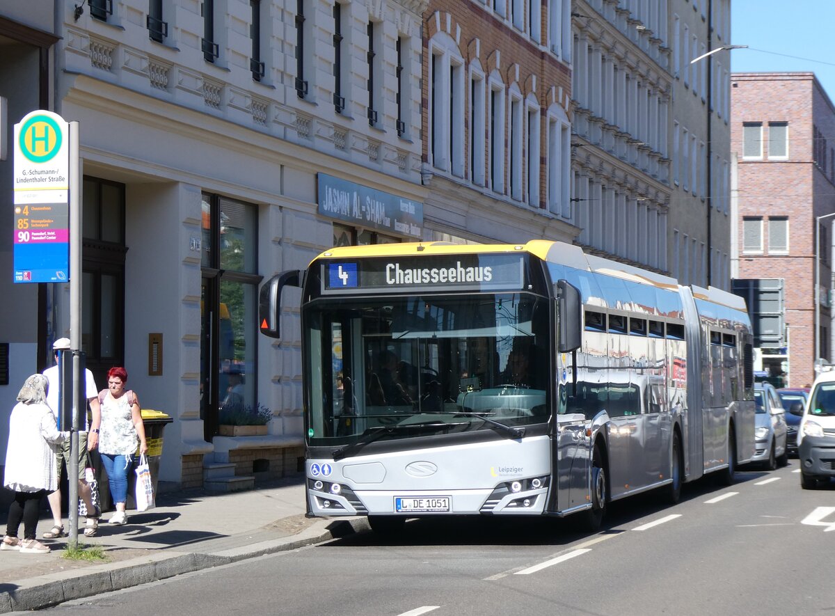 (264'436) - LVB Leipzig - Nr. 14'274/L-DE 1051 - Solaris am 9. Juli 2024 in Leipzig, G.-Schumann-/Lindenthaler Strasse