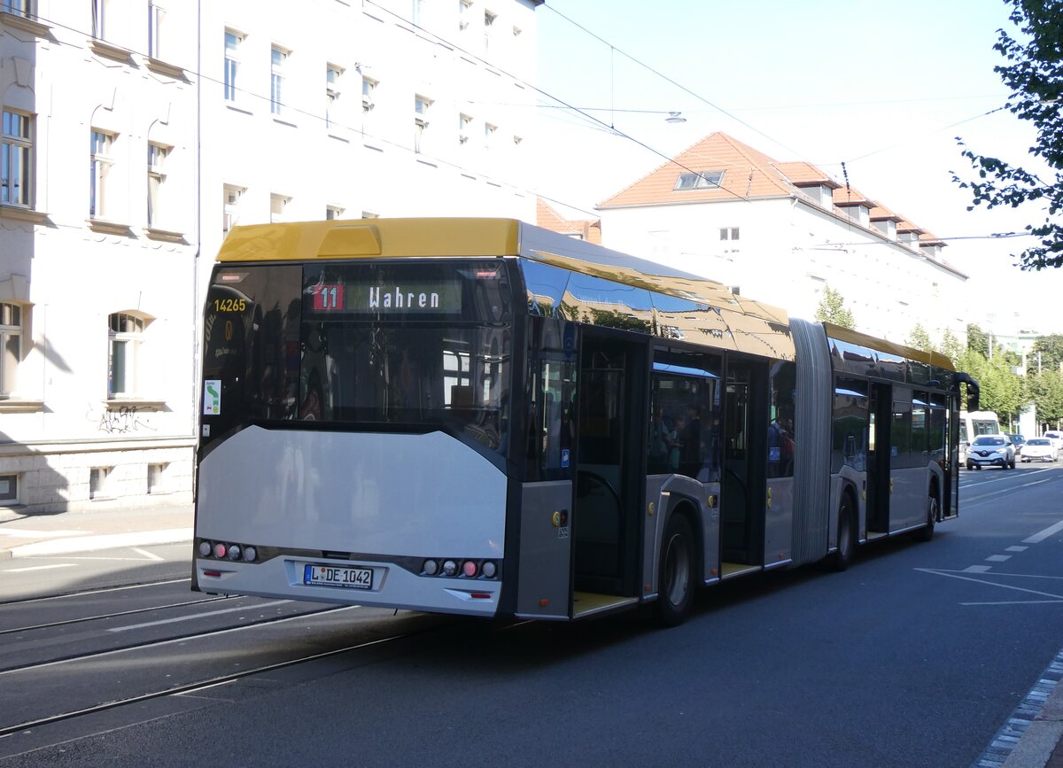 (264'522) - LVB Leipzig - Nr. 14'265/L-DE 1042 - Solaris am 9. Juli 2024 in Leipzig, Wahren