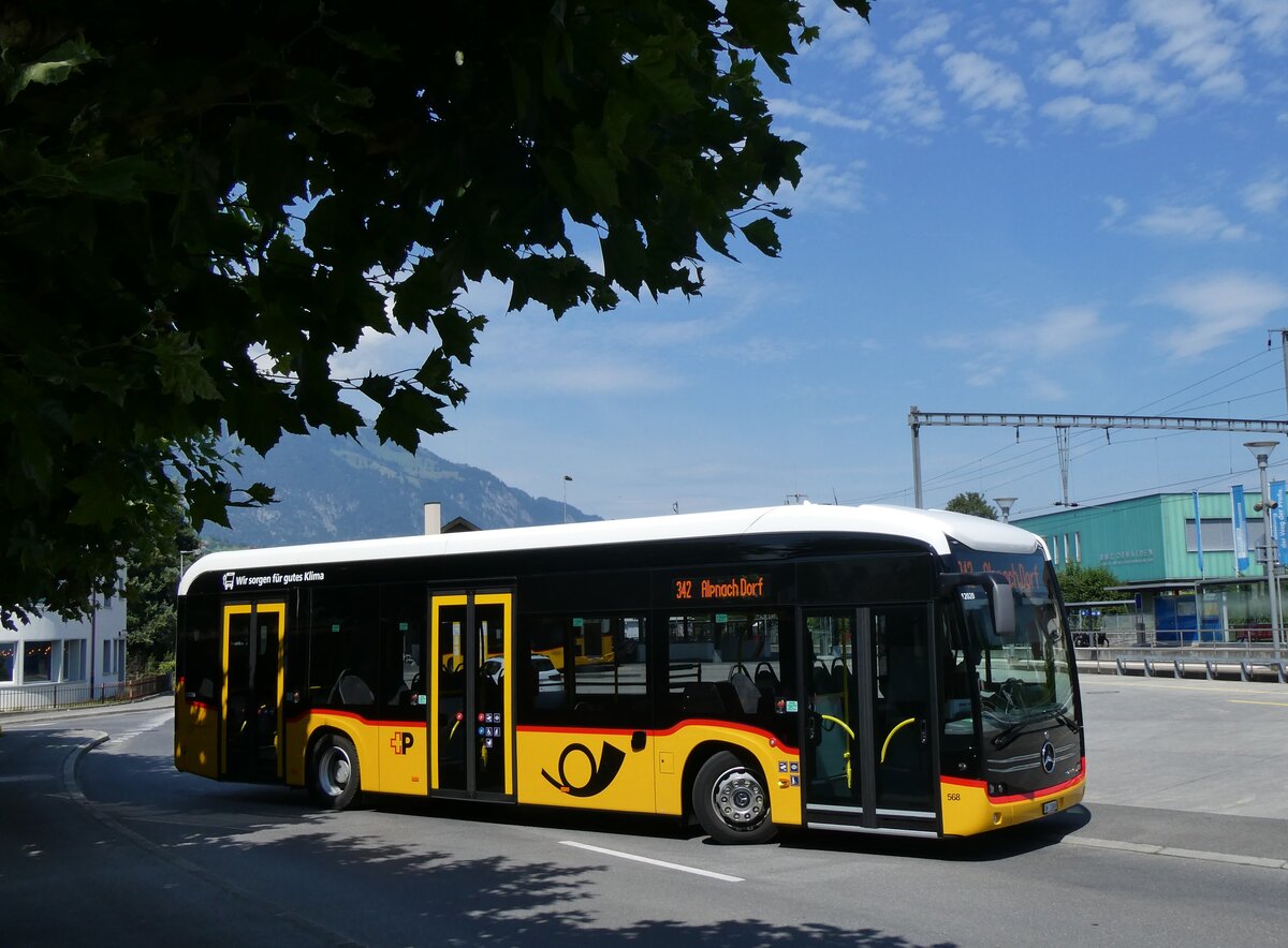 (265'050) - PostAuto Zentralschweiz (Hfliger) - Nr. 568/OW 11'868/PID 12'020 - eMercedes am 27. Juli 2024 beim Bahnhof Sarnen