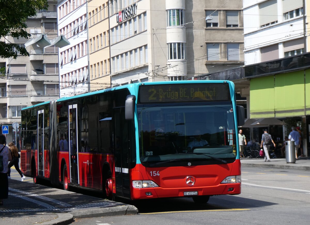 (265'292) - VB Biel - Nr. 154/BE 653'154 - Mercedes am 30. Juli 2024 beim Bahnhof Biel