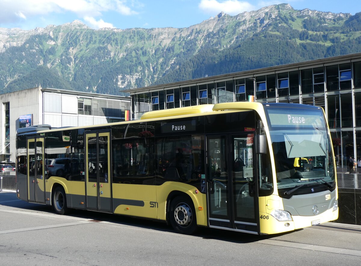 (265'527) - STI Thun - Nr. 406/BE 820'406 - Mercedes am 9. August 2024 beim Bahnhof Interlaken Ost