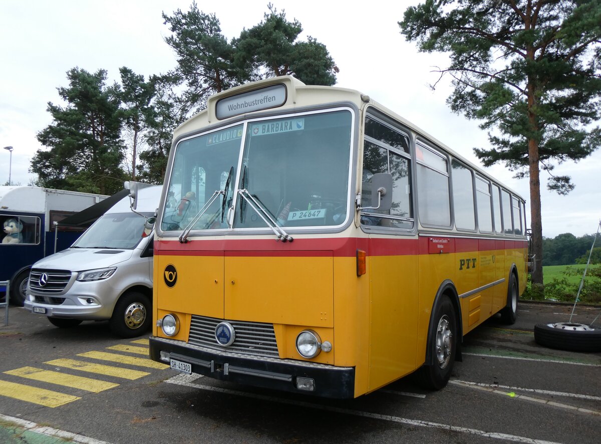 (265'845) - Simoncini, Dllikon - SH 41'303 - Saurer/Tscher (ex Lambach, Rieden; ex Fssler, Winterthur; ex Steiger, Schlatt; ex P 24'647) am 17. August 2024 in Neuhausen, Langriet