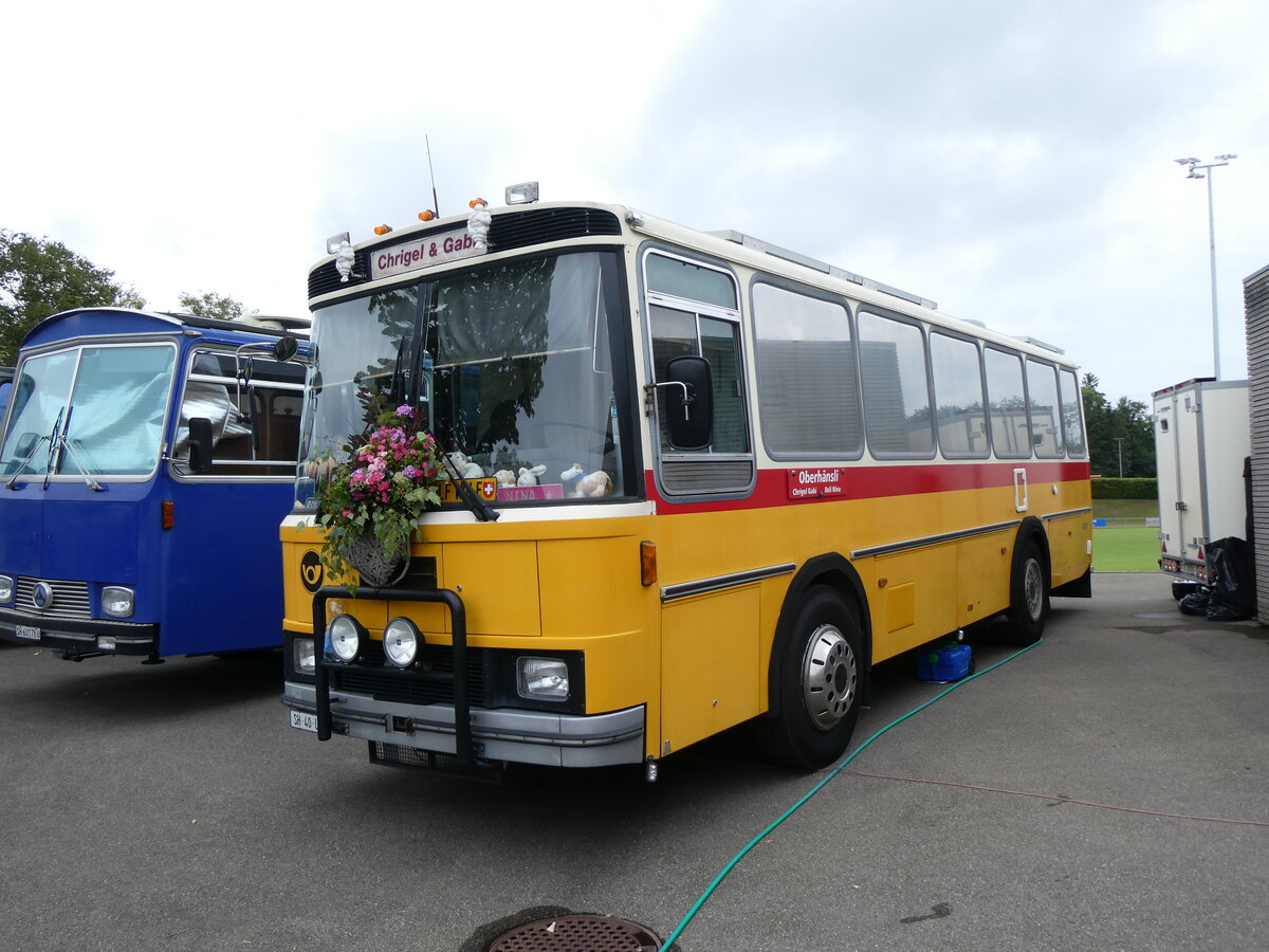 (265'883) - Oberhnsli, Thayngen - SH 40 U - FBW/Tscher (ex Bus-Halter, Wil Nr. 9) am 17. August 2024 in Neuhausen, Langriet