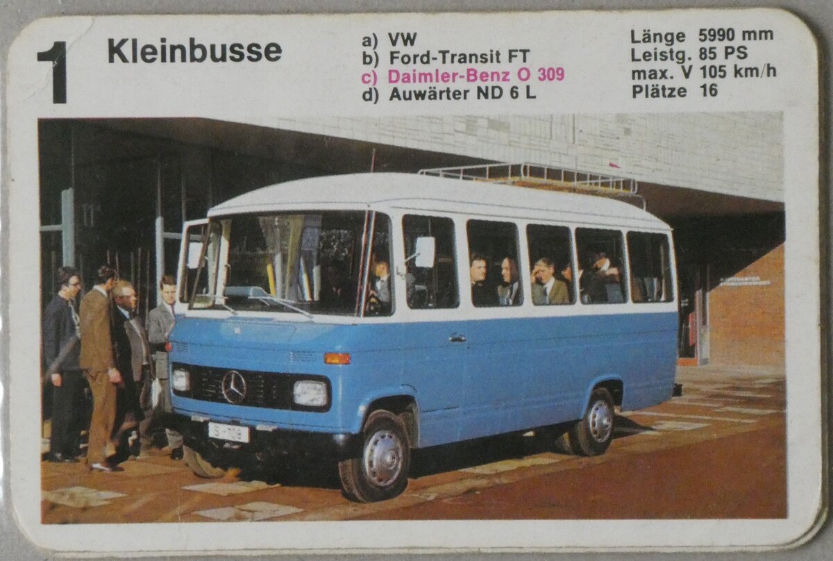 (266'136) - Aus Deutschland: Quartett-Spielkarte mit Daimler-Benz O 309 am 25. August 2024 in Thun