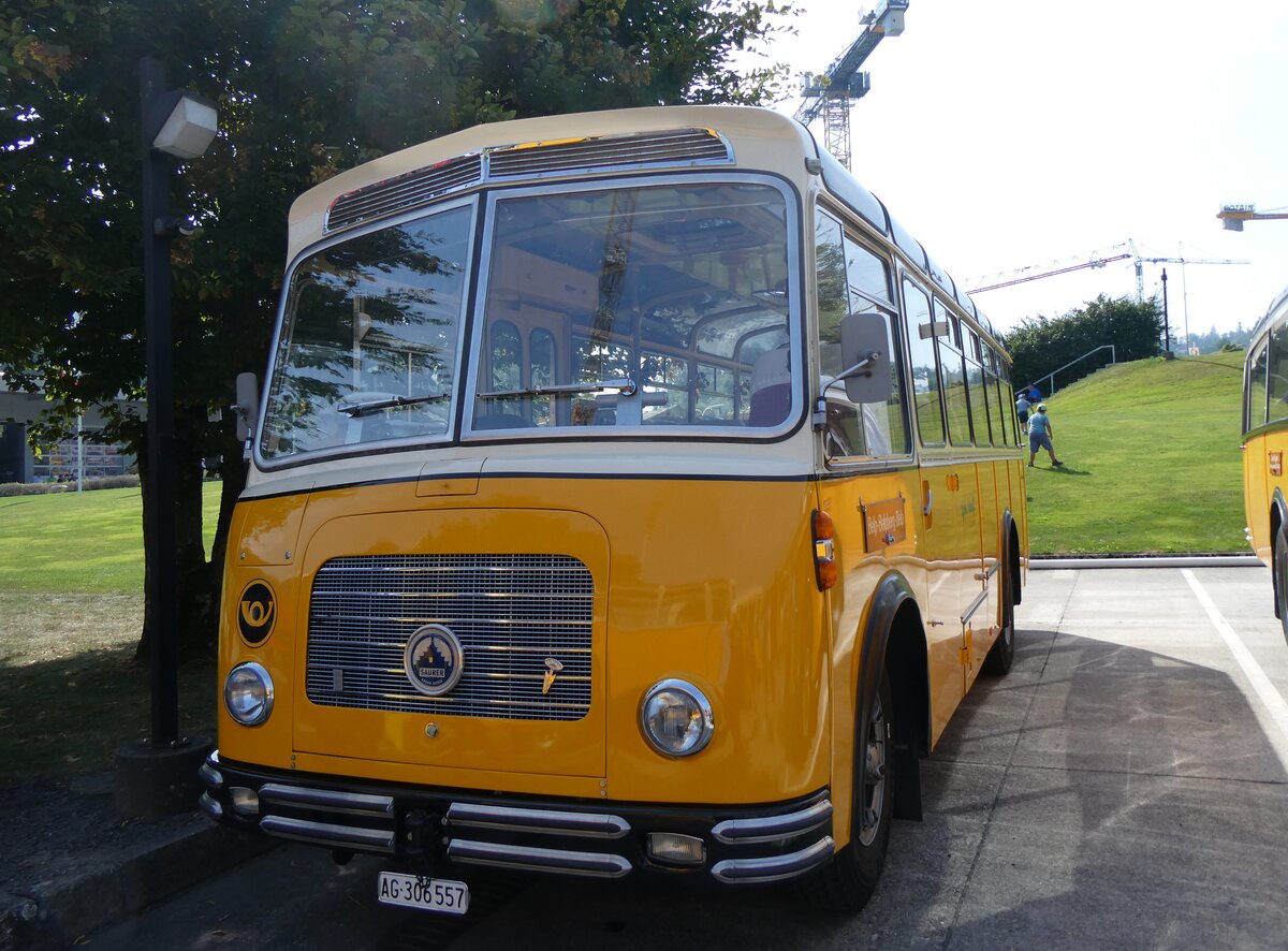 (266'331) - Streiff, Gelterkinden - AG 306'557 - Saurer/Gangloff (ex Oldie-Tours Zrisee, Wollerau; ex OTAG, Wald; ex Leibundgut, Obergoldbach; ex Krebs, Belpberg) am 31. August 2024 in Oberkirch, CAMPUS Sursee