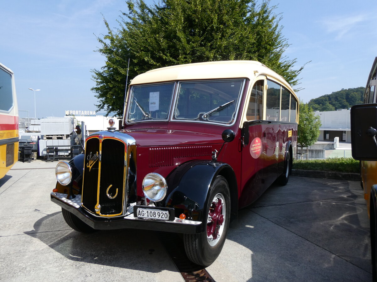 (266'362) - Sturzenegger, Bergdietikon - AG 108'920 - Saurer/Saurer (ex Mazzoleni, Chur; ex Societ Rabadan, Bellinzona; ex Faggio, Bellinzona) am 31. August 2024 in Oberkirch, CAMPUS Sursee 