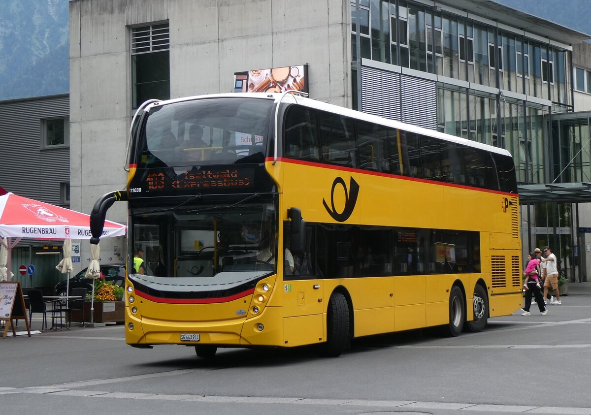 (266'592) - PostAuto Ostschweiz - SG 443'911/PID 11'038 - Alexander Dennis am 3. September 2024 beim Bahnhof Interlaken Ost