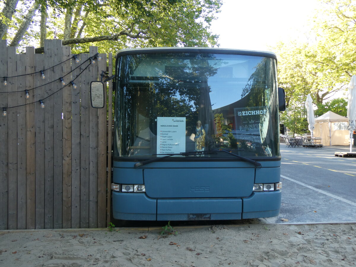 (266'703) - Buvette universum, Luzern - Volvo/Hess (ex AHW Horgen Nr. 19) am 7. September 2024 in Luzern, Zwischennutzung Inseli