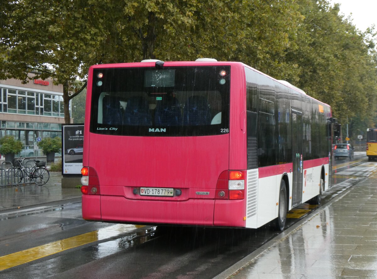 (267'625) - TRAVYS Yverdon - Nr. 226/VD 178'779 - MAN am 1. Oktober 2024 beim Bahnhof Yverdon