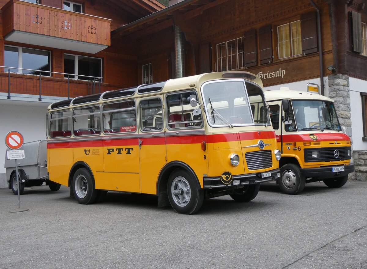 (268'136) - Schmid, Thrishaus - Nr. 9/BE 26'105 - Saurer/R&J (ex Geiger, Adelboden Nr. 9) am 12. Oktober 2024 auf der Griesalp