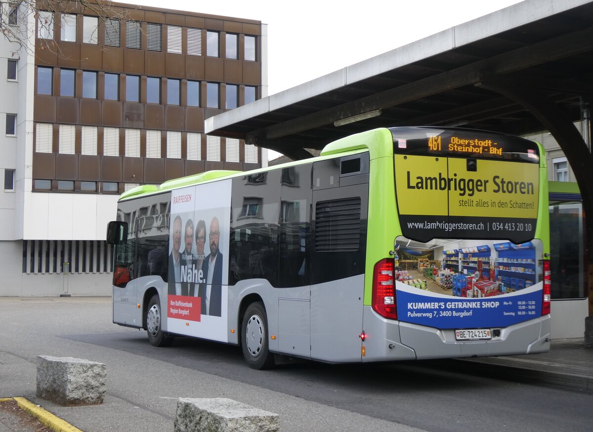 (272'447) - Busland, Burgdorf - Nr. 215/BE 724'215 - Mercedes am 22. Februar 2025 beim Bahnhof Burgdorf