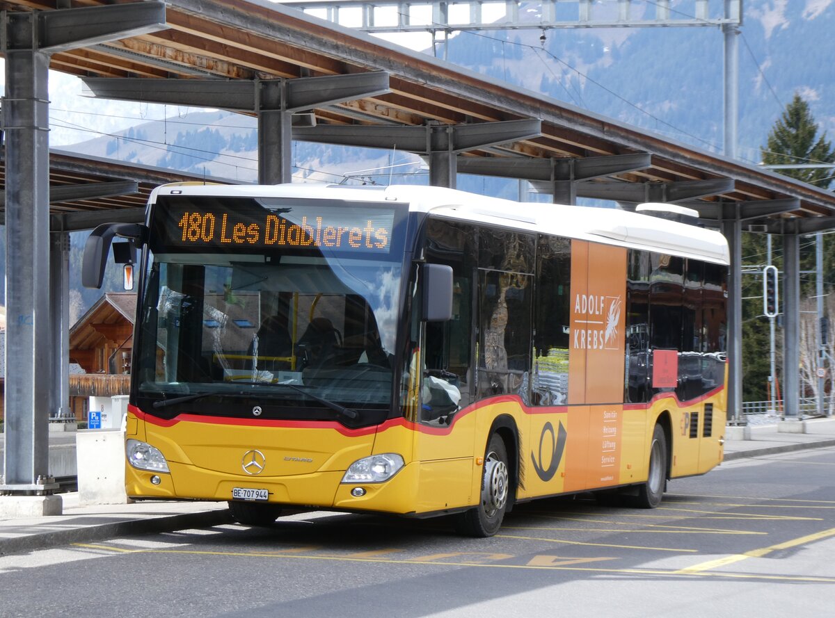(273'236) - PostAuto Bern - BE 707'944/PID 12'071 - Mercedes (ex Kbli, Gstaad) am 27. Mrz 2025 beim Bahnhof Gstaad