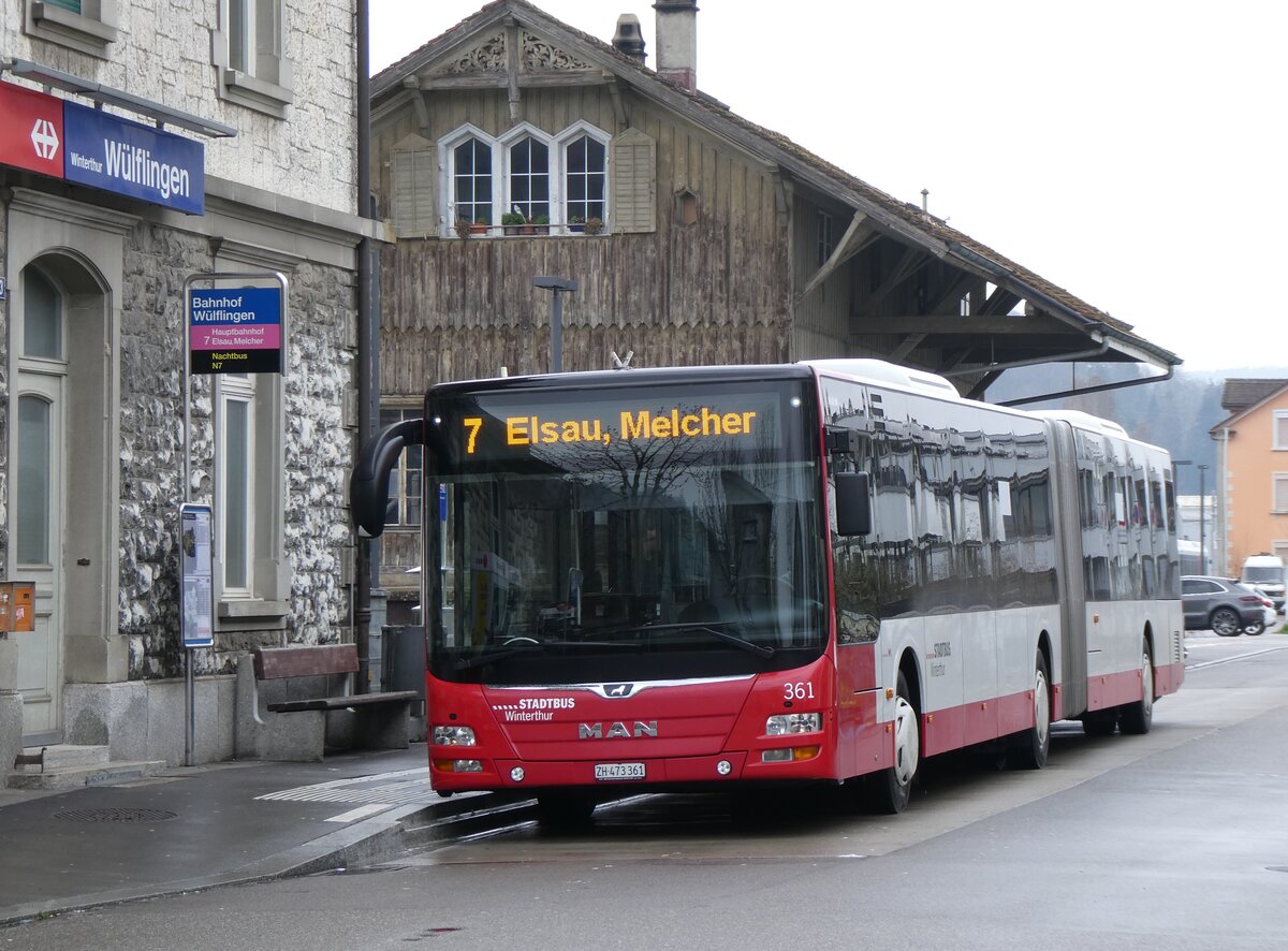 (273'366) - SW Winterthur - Nr. 361/ZH 473'361 - MAN am 29. Mrz 2025 beim Bahnhof Winterthur Wlflingen