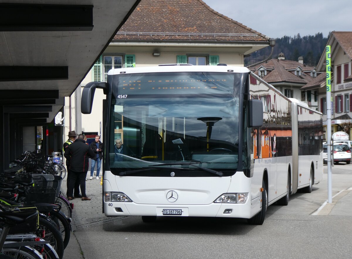 (273'445) - Eurobus, Arbon - Nr. 40/TG 187'796/PID 4547 - Mercedes (ex Nr. 13) am 31. Mrz 2025 beim Bahnhof Langnau
