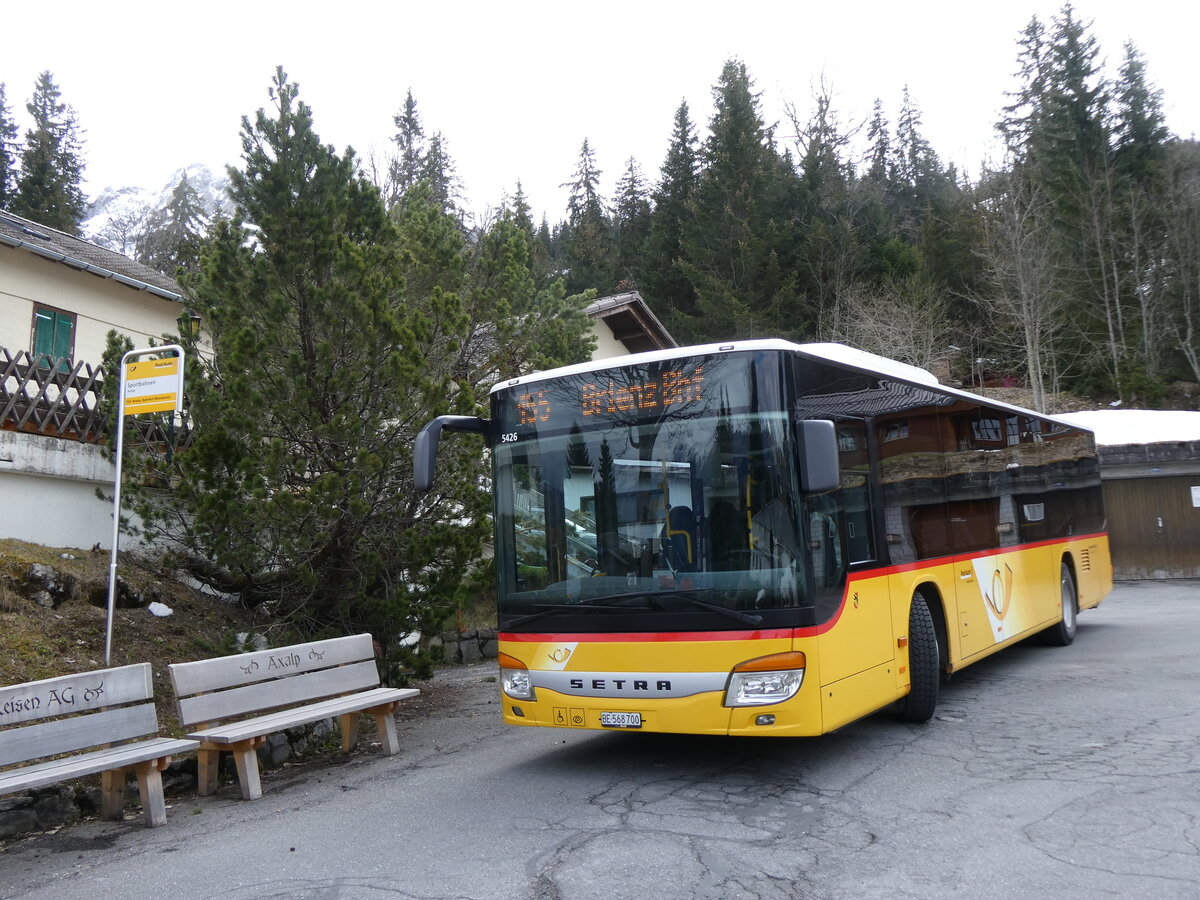 (274'177) - Flck, Brienz - Nr. 3/BE 568'700/PID 5426 - Setra am 24. April 2025 in Axalp, Sportbahnen