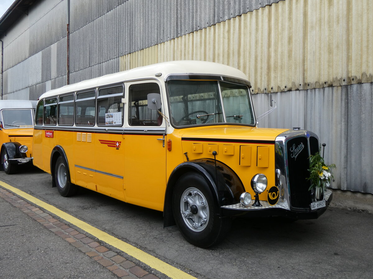 (274'529) - Blchlinger, Endingen - AG 69'937 - Saurer/Tscher (ex Dubach, Walde; ex Spescha, Andiast) am 3. Mai 2025 in Attikon, Wegmller
