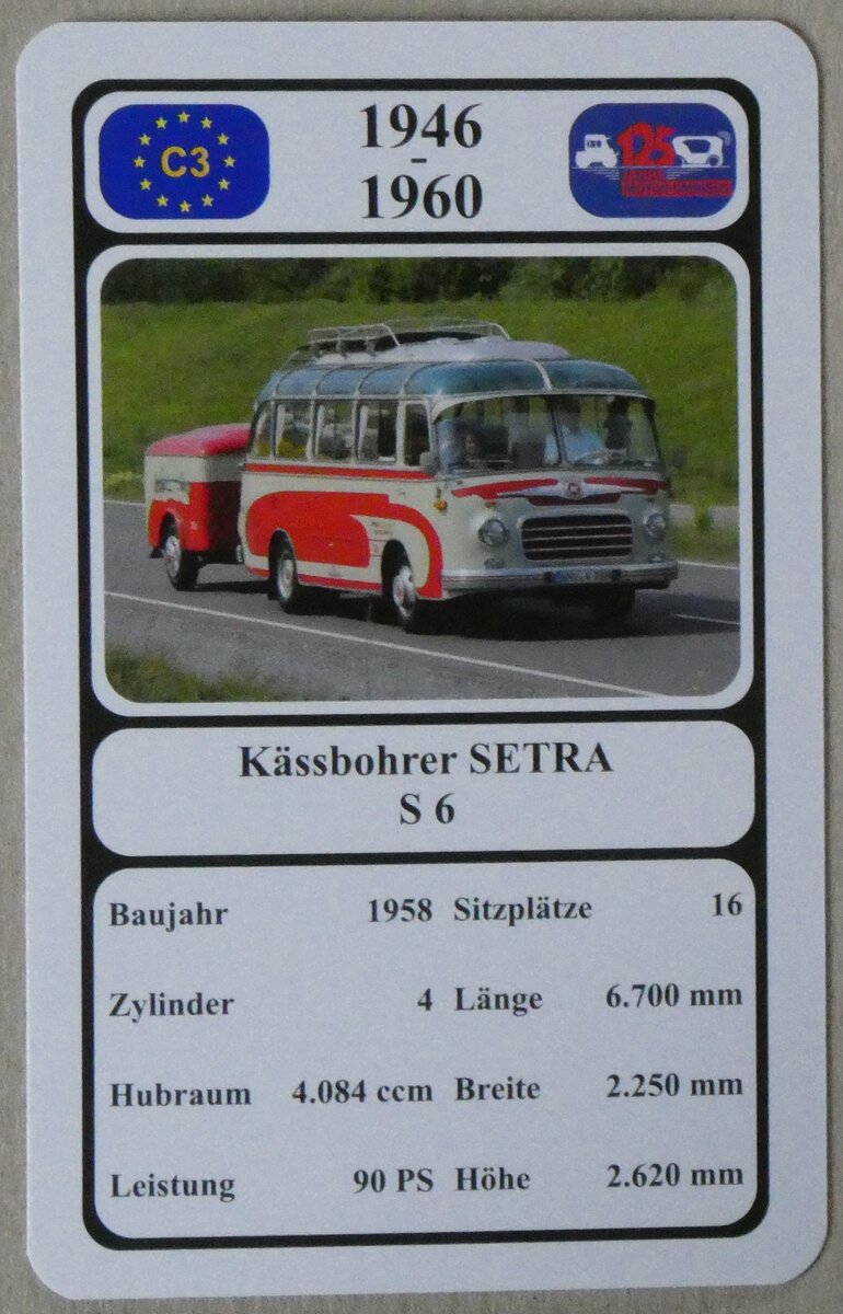 (275'797) - Quartett-Spielkarte mit Kssbohrer SETRA S 6 von 1958 am 25. Mai 2025 in Thun