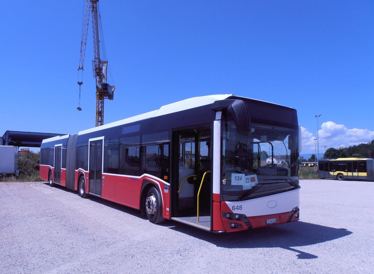 (277'801) - Intertours, Domdidier - Nr. 648/FR 300'648 - Solaris (ex PostBus/A BD 15'711) am 12. Juli 2025 in Domdidier, Garage