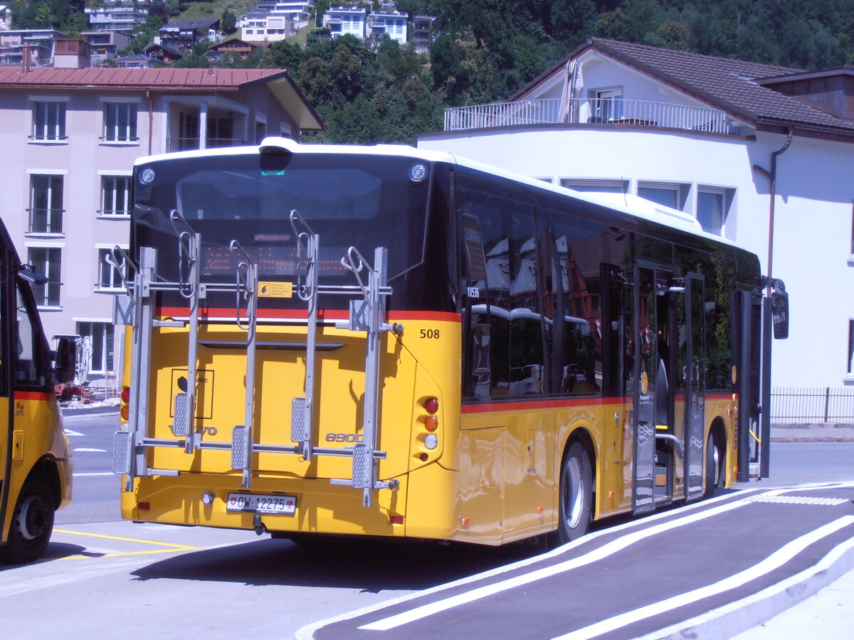 (277'935) - PostAuto Zentralschweiz - Nr. 508/OW 12'275/PID 10'536 - Volvo (ex Nr. 12; ex Dillier, Sarnen Nr. 12) am 18. Juli 2025 beim Bahnhof Sarnen