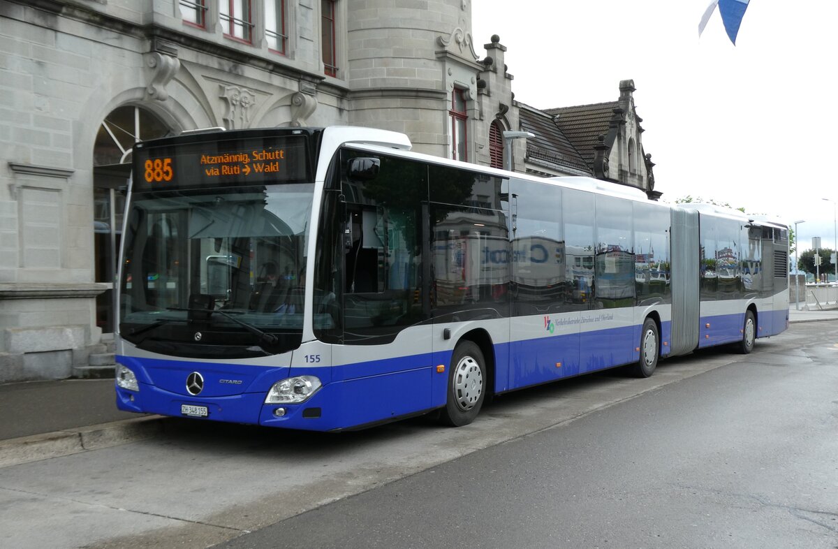 (277'995) - VZO Grningen - Nr. 155/ZH 348'155 - Mercedes am 25. Juli 2025 beim Bahnhof Rapperswil