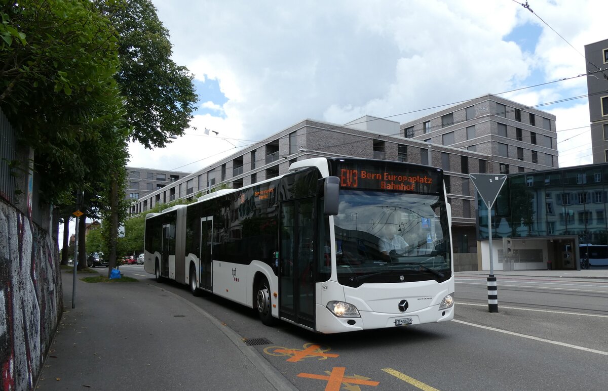 (278'312) - Wieland, Murten - Nr. 122/FR 300'603 - Mercedes (ex Interbus, Yverdon Nr. 209; ex Gschwindl, A-Wien Nr. 8401) am 1. August 2025 beim Bahnhof Bern Europaplatz