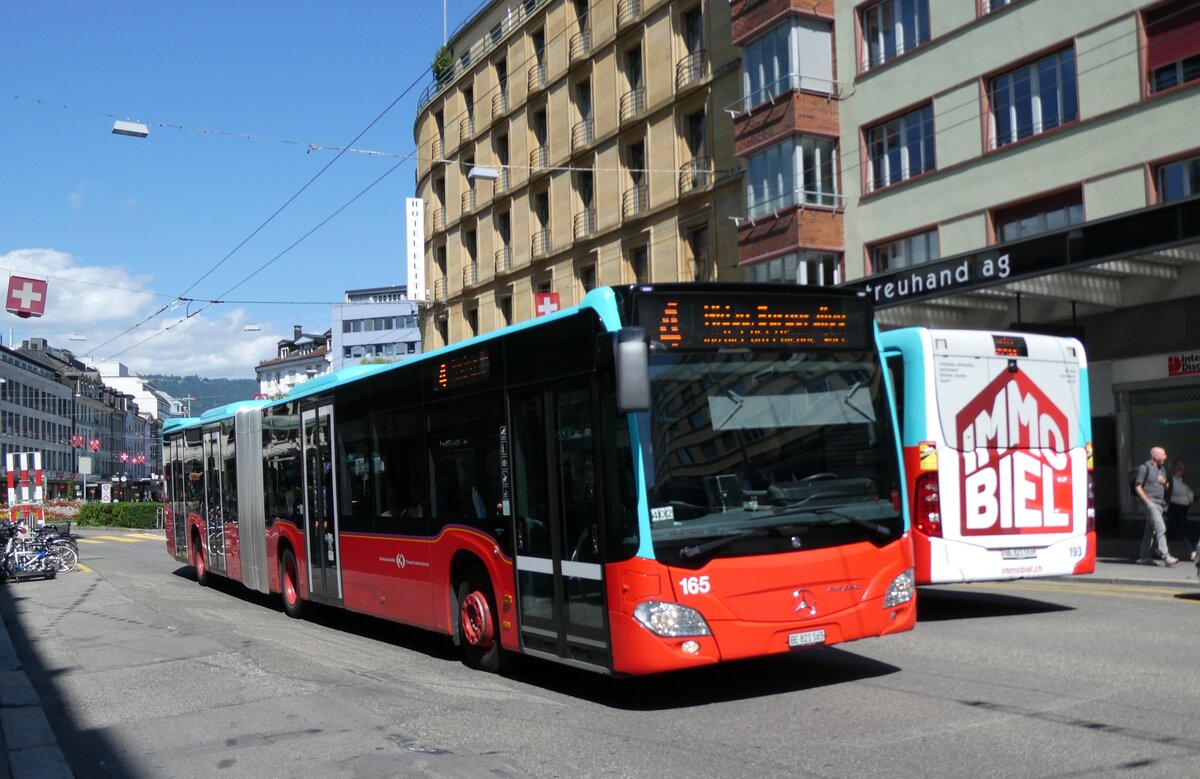 (278'488) - VB Biel - Nr. 165/BE 821'165 - Mercedes am 4. August 2025 beim Bahnhof Biel