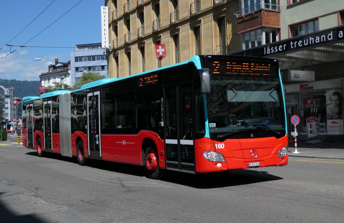 (278'492) - VB Biel - Nr. 160/BE 821'160 - Mercedes am 4. August 2025 beim Bahnhof Biel