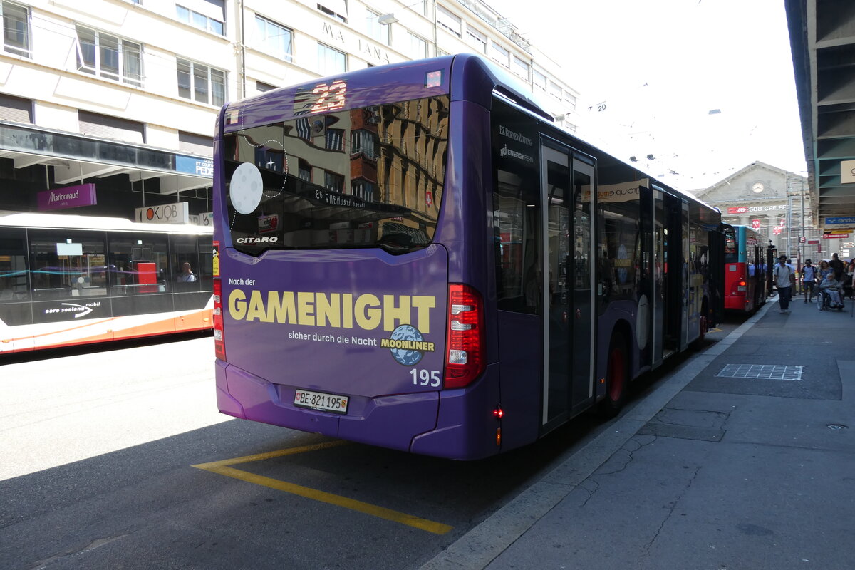 (278'496) - VB Biel - Nr. 195/BE 821'195 - Mercedes am 4. August 2025 beim Bahnhof Biel