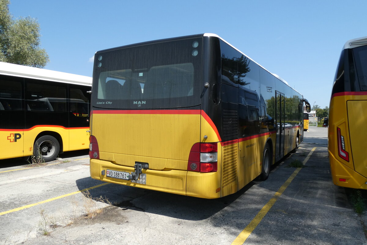 (278'726) - CarPostal Ouest - Nr. 6/VD 188'761/PID 4930 - MAN (ex PostAuto Zentralschweiz Nr. 6; ex Dillier, Sarnen Nr. 6) am 9. August 2025 in Yverdon, Garage