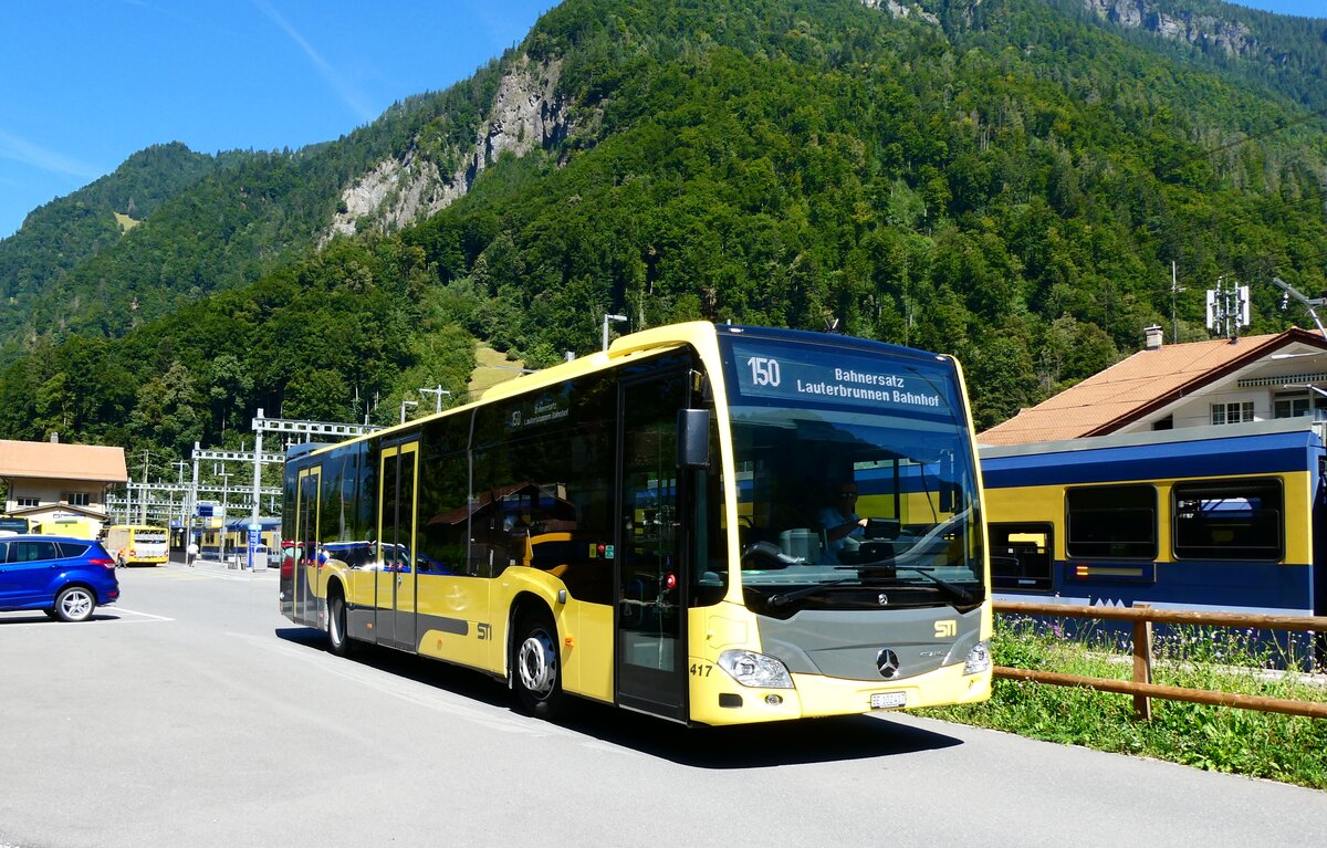 (279'354) - STI Thun - Nr. 417/BE 102'417 - Mercedes am 25. August 2025 beim Bahnhof Zweiltschinen