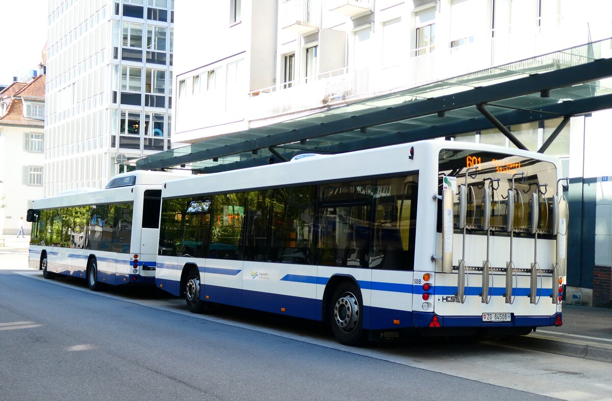(279'400) - ZVB Zug - Nr. 508/ZG 84'508 - Lanz+Marti/Hess Personenanhnger am 26. August 2025 beim Bahnhof Zug