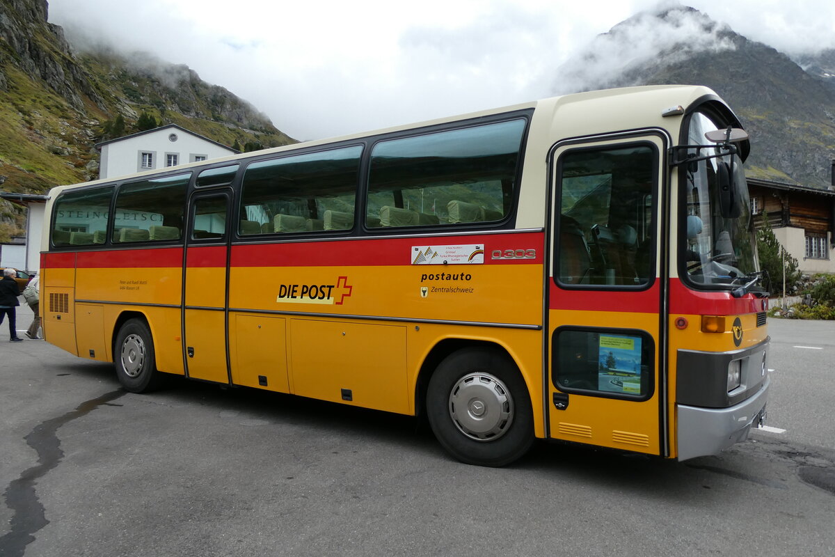(280'281) - Buzzi, Bern - BE 910'789 - Mercedes (ex Mattli, Wassen/PID 2295) am 10. September 2025 in Susten, Steingletscher (280'281) - Buzzi, Bern - BE 910'789 - Mercedes (ex Mattli, Wassen/PID 2295) am 10. September 2025 in Susten, Steingletscher