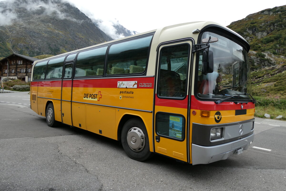 (280'286) - Buzzi, Bern - BE 910'789 - Mercedes (ex Mattli, Wassen/PID 2295) am 10. September 2025 in Susten, Steingletscher (280'286) - Buzzi, Bern - BE 910'789 - Mercedes (ex Mattli, Wassen/PID 2295) am 10. September 2025 in Susten, Steingletscher