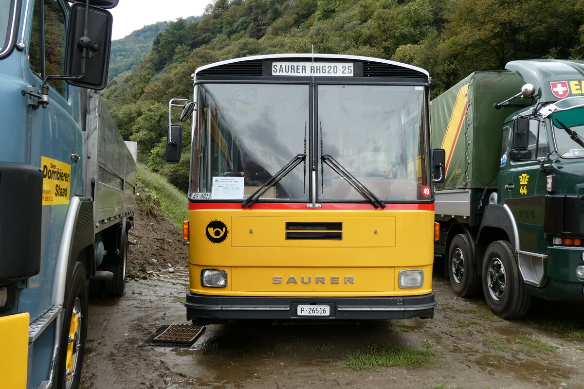 (280'356) - Gloor, Staufen -  P 26'516  - Saurer/Hess (ex ALMAT, Tagelswangen; ex P 26'516) am 13. September 2025 in Iragna, Riviera (280'356) - Gloor, Staufen -  P 26'516  - Saurer/Hess (ex ALMAT, Tagelswangen; ex P 26'516) am 13. September 2025 in Iragna, Riviera