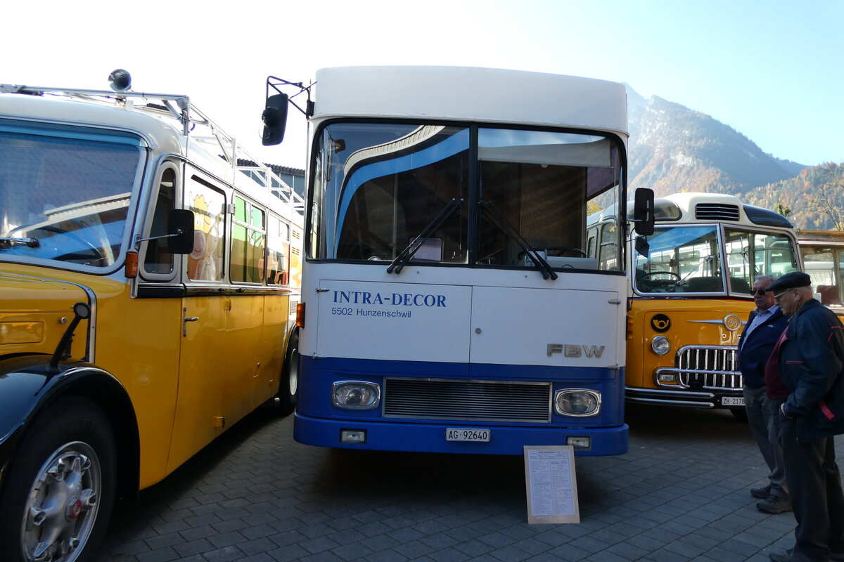 (281'637) - Intra-Decor, Hunzenschwil AG 92'640 - FBW/FHS (ex Aargauische Zentral-Molkerei, Suhr; ex Coop, Pratteln) am 18. Oktober 2025 in Nfels, FBW-Museum