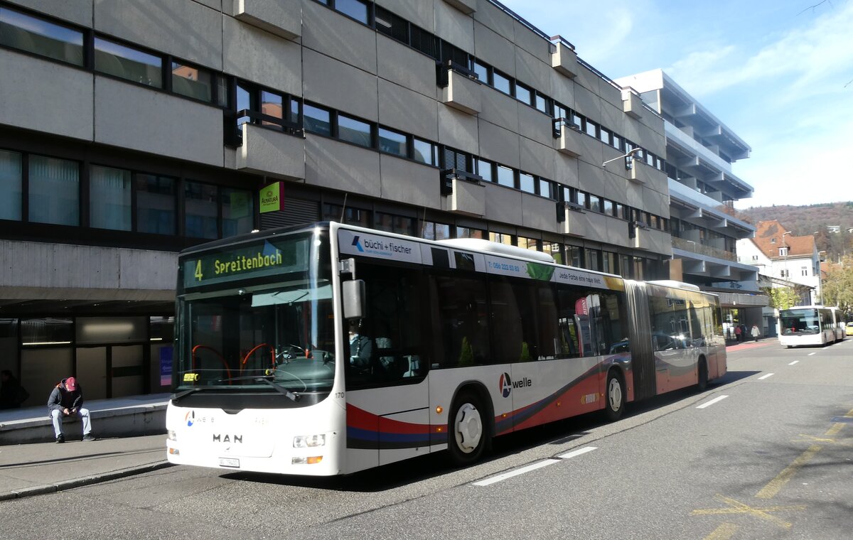 (282'314) - RVBW Wettingen - Nr. 170/AG 19'402 - MAN am 11. November 2025 in Baden, Postautostation