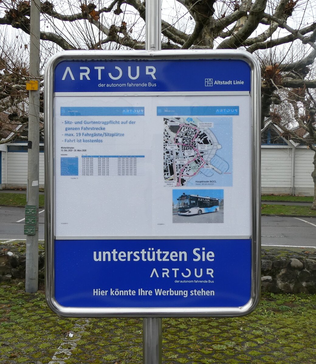 (282'813) - Artour-Fahrplan beim Saurer-Museum/Schwimmbad
