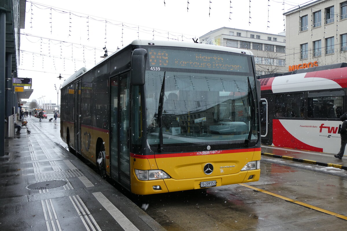 (283'745) - Rattin, Schlatt - TG 209'553/PID 4539 - Mercedes (ex Harz, D-Saarbr�cken; ex PostAuto Bern; ex AVG Meiringen Nr. 72) am 8. Januar 2026 beim Bahnhof Frauenfeld