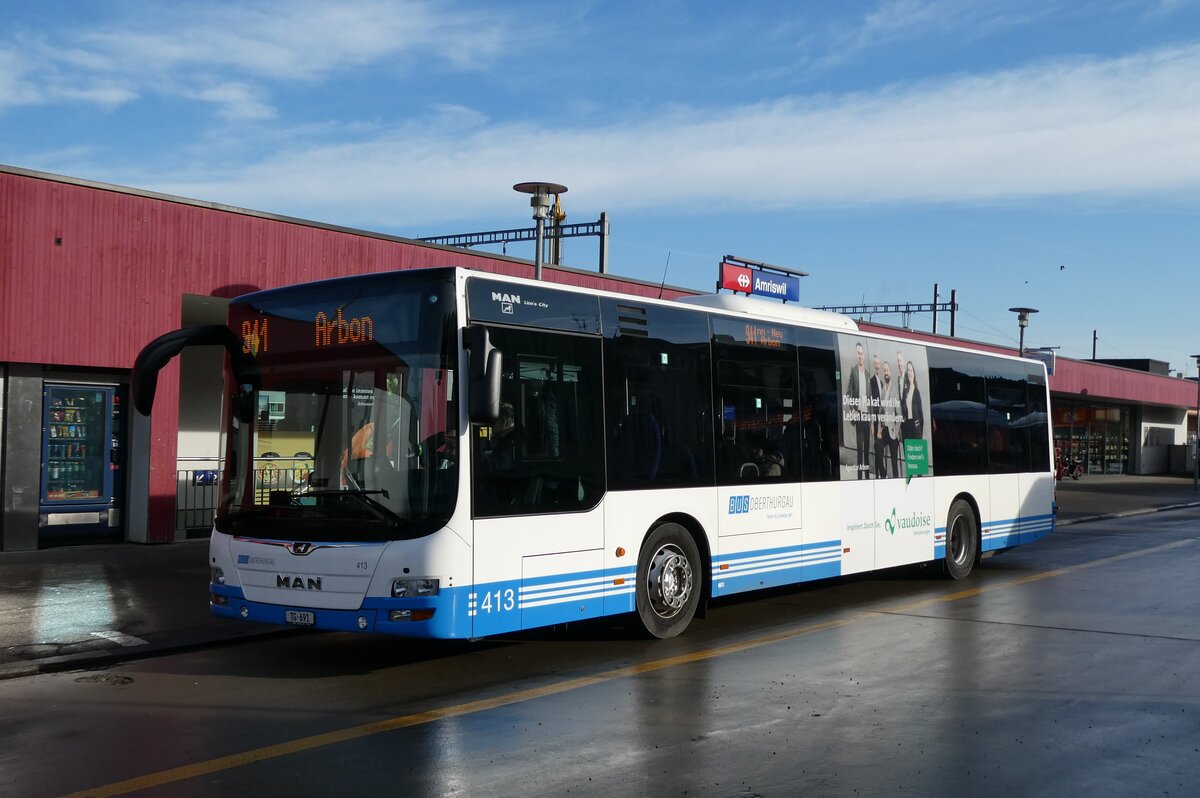 (284'170) - BOTG Amriswil - Nr. 413/TG 691 - MAN am 16. Januar 2026 beim Bahnhof Amriswil 