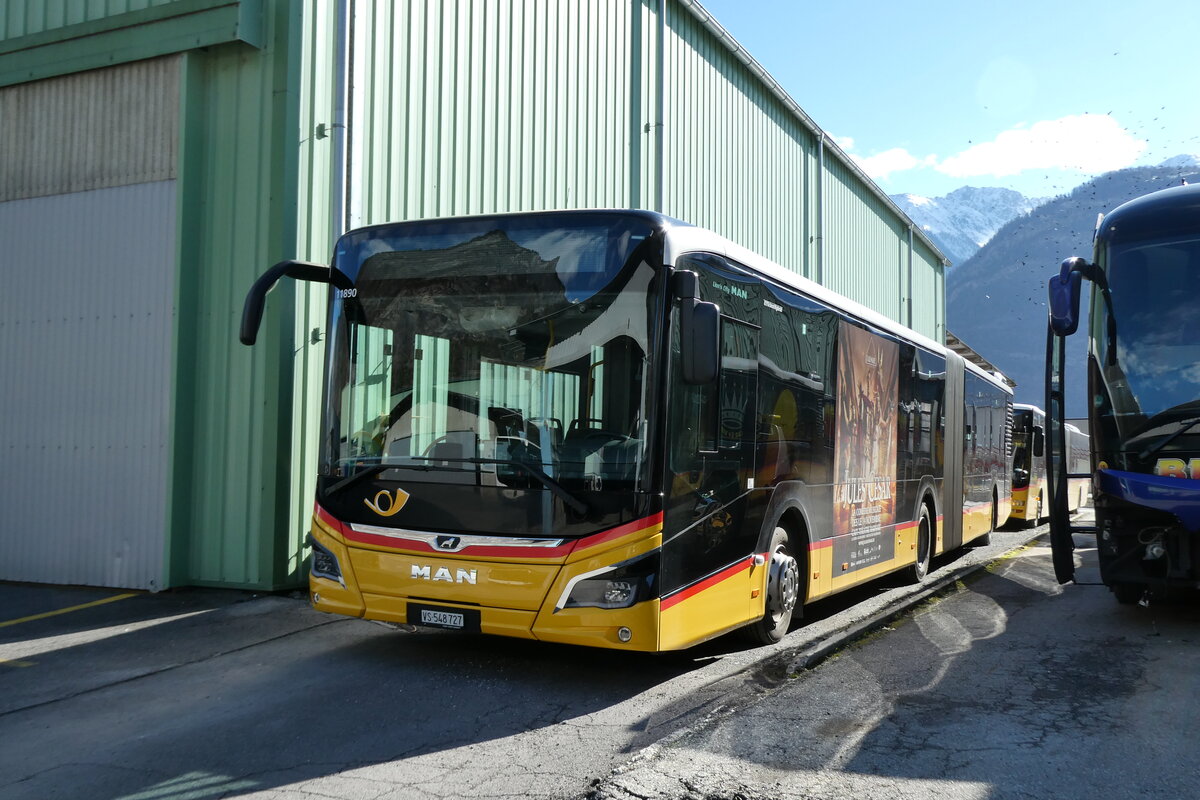 (285'052) - Buchard, Leytron - VS 548'727/PID 11'890 - MAN (ex PostAuto Wallis Nr. 87) am 24. Februar 2026 in Leytron, Garage