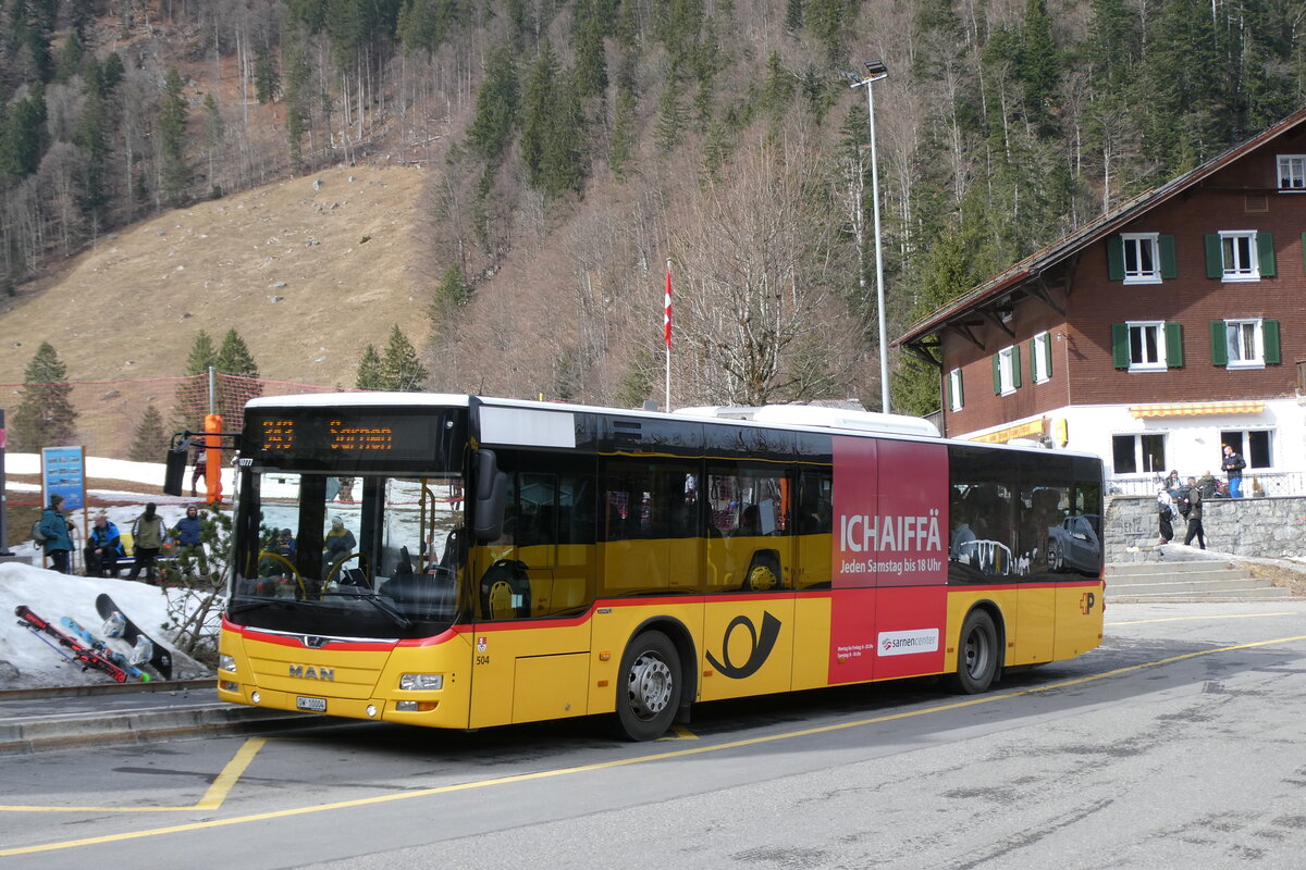 (285'140) - PostAuto Zentralschweiz - Nr. 504/OW 10'004/PID 10'777 - MAN (ex Nr. 10; ex Dillier, Sarnen Nr. 10) am 28. Februar 2026 auf der St�ckalp